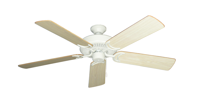 Riviera Matte Pure White with 52" Bleached Oak Gloss Blades