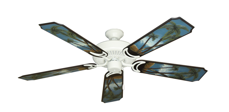 Riviera Matte Pure White with 52" Series 351 Arbor Palm Tree Blades