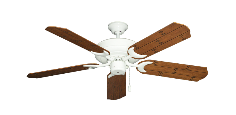 Raindance Ceiling Fan In Pure White With 52 Cherry Plank