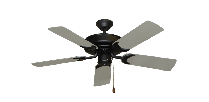 Raindance Ceiling Fan In Matte Black With 44 Satin Steel