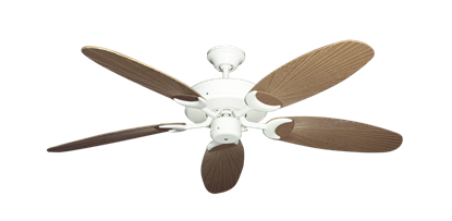 Patio Fan Pure White with 52" Outdoor Leaf Tan Blades