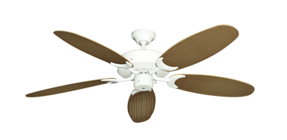 Patio Fan Pure White with 52" Outdoor Wicker Tan Blades