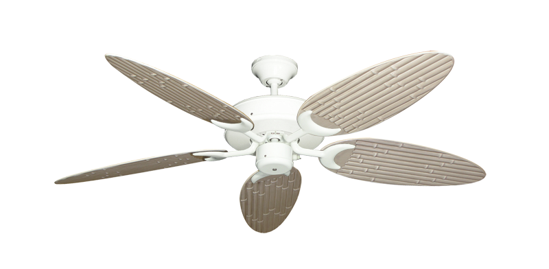 Patio Fan Pure White with 52" Outdoor Bamboo Distressed White Blades