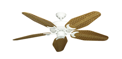 Patio Fan Pure White with 52" Outdoor Weave Walnut Blades