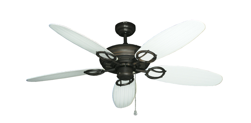 Trinidad Oil Rubbed Bronze with 52" Outdoor Wicker Pure White Blades