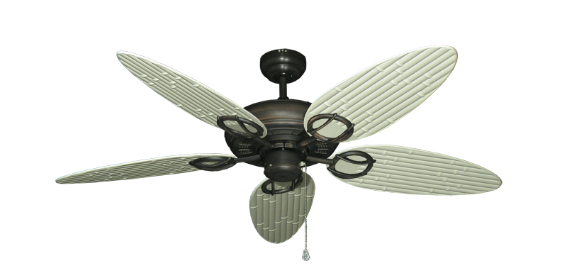 Trinidad Oil Rubbed Bronze with 52" Outdoor Bamboo Antique White Blades