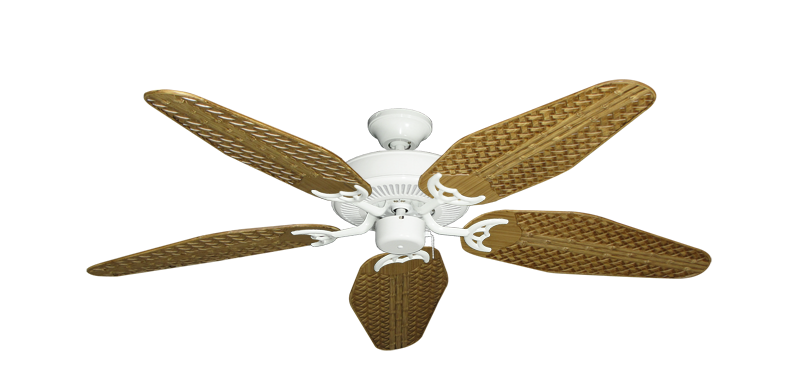Bermuda Breeze V Pure White with 52" Outdoor Weave Walnut Blades