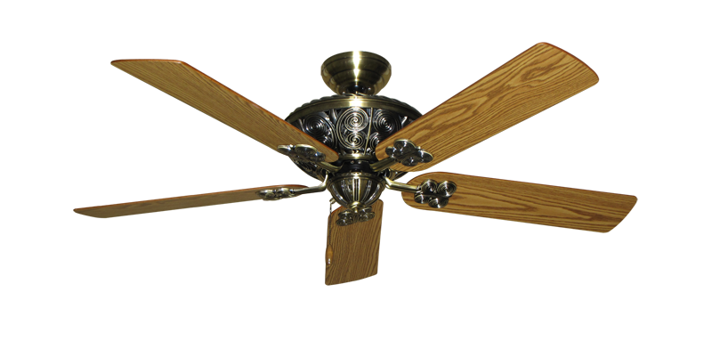 Monarch Ceiling Fan In Antique Brass With 52 Oak Blades