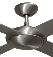 52" Luna Indoor Outdoor Ceiling Fan and Light in Brushed Aluminum with Remote Control