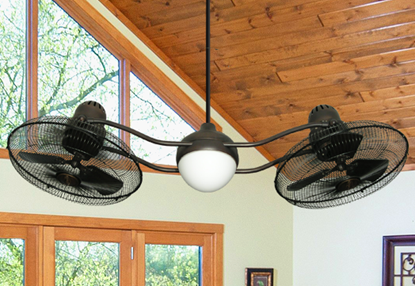 Duet Caged 2x15 in. Indoor/Outdoor Oil Rubbed Bronze Ceiling Fan with Light