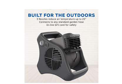outdoor misting fan with product description