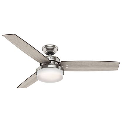 Hunter  52" Sentinel Brushed Nickel Ceiling Fan with Light with Handheld Remote, Model 59157
