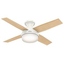 Hunter  44" Dempsey Low Profile with Light Fresh White Ceiling Fan with Light with Handheld Remote, Model 59244