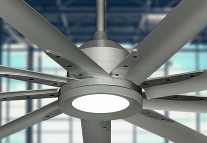 Liberator 96 in. WiFi enabled Indoor/Outdoor Brushed Nickel Ceiling Fan With 18W LED Array Light and Remote (BN-1)