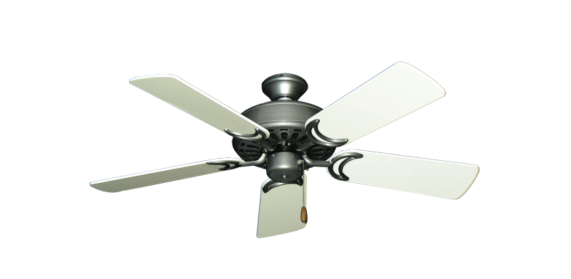 Dixie Belle Brushed Nickel with 44" Antique White Gloss Blades
