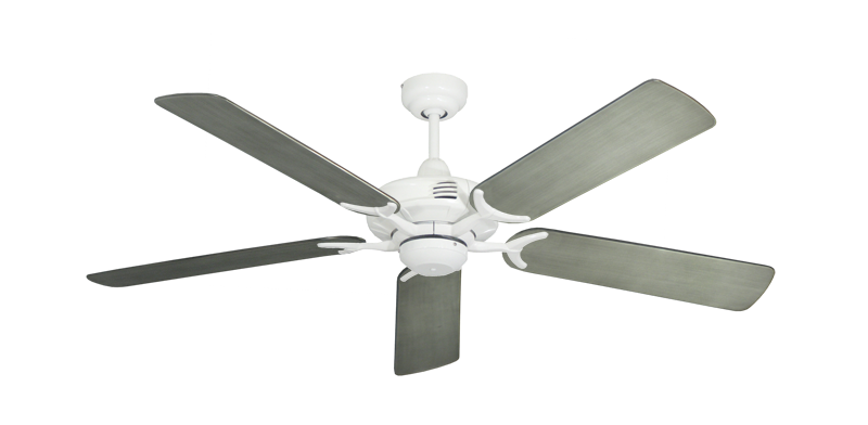 Coastal Air Pure White with 52" Outdoor Brushed Nickel BN-1 Blades