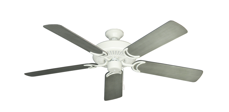 Riviera Matte Pure White with 52" Outdoor Brushed Nickel BN-1 Blades