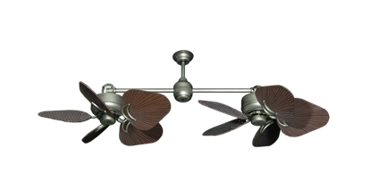 Twin Star III Brushed Nickel with 35" Leaf Oil Rubbed Bronze Blades