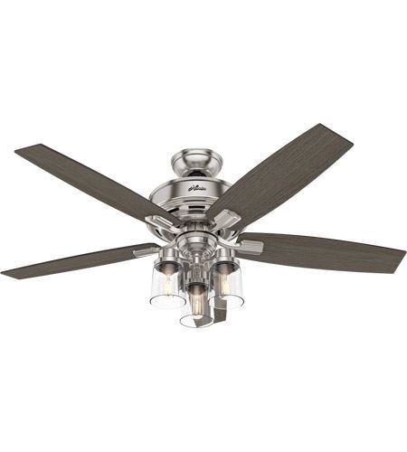 Hunter 52 Bennett Brushed Nickel Ceiling Fan With Led Light And Handheld Remote Model 54190 Dan S City Fans Parts Accessories - Add Led Light To Ceiling Fan
