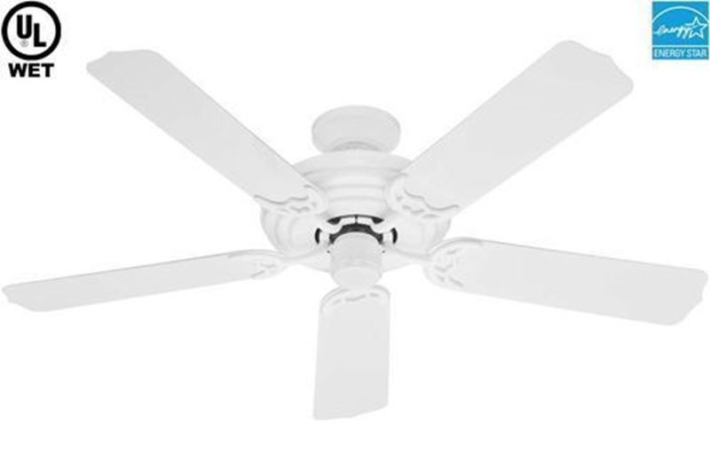 White Outdoor Ceiling Fan Model 53054, Hunter Wet Ceiling Fans