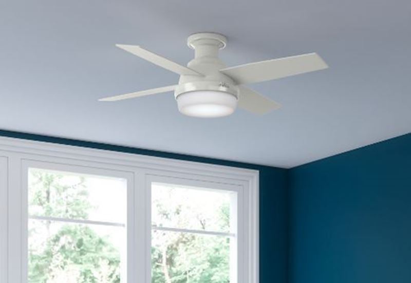 Hunter 44 Dempsey Low Profile With, White Ceiling Fan With Light