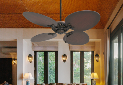Corsica Oil Rubbed Bronze with 54" Large Oval Distressed Walnut Blades