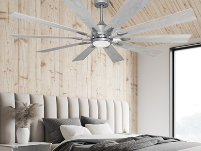 Fusion WiFi Brushed Nickel Ceiling Fan with Light, 66" Blades and Remote